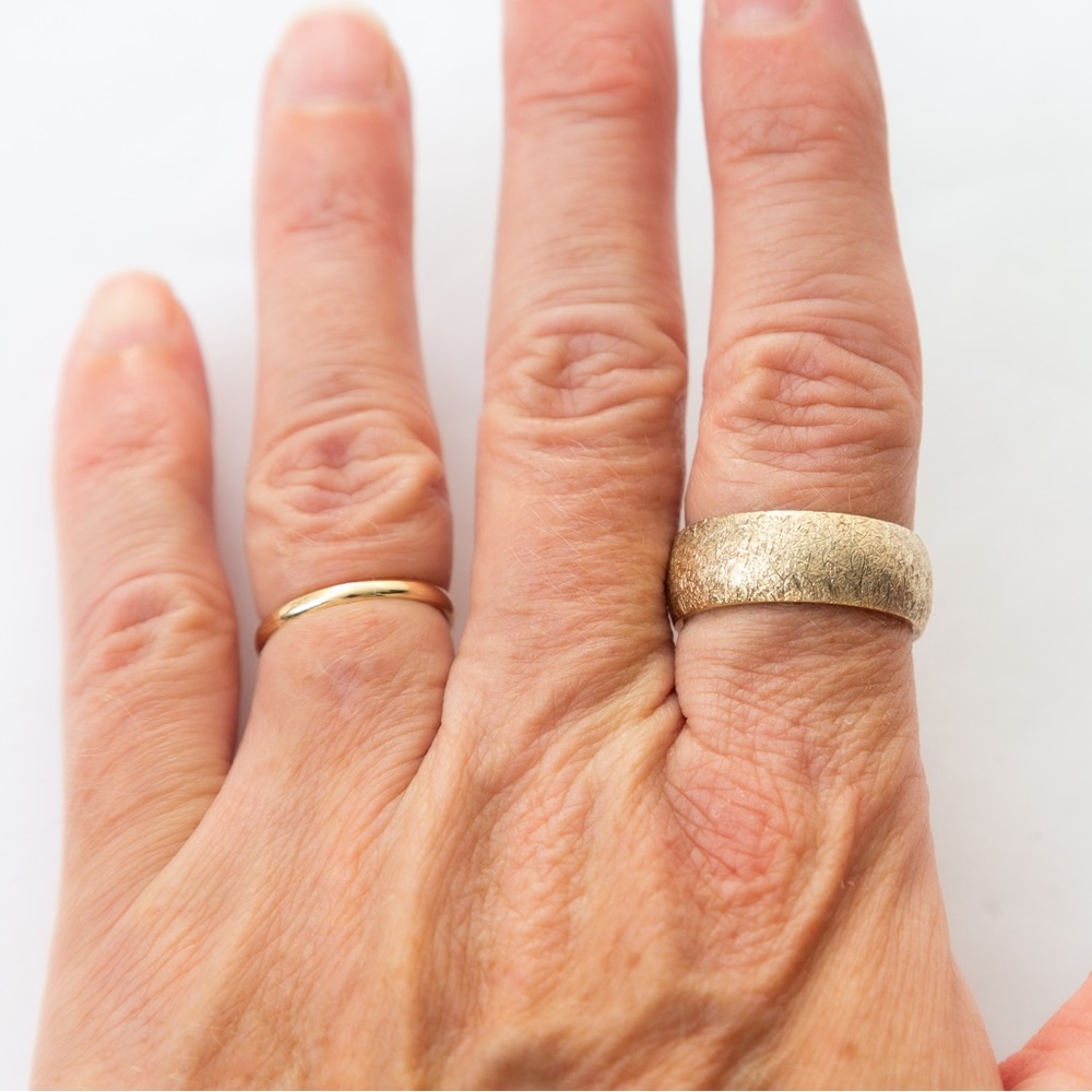 Textured wide band ring gold over sterling silver 9.5